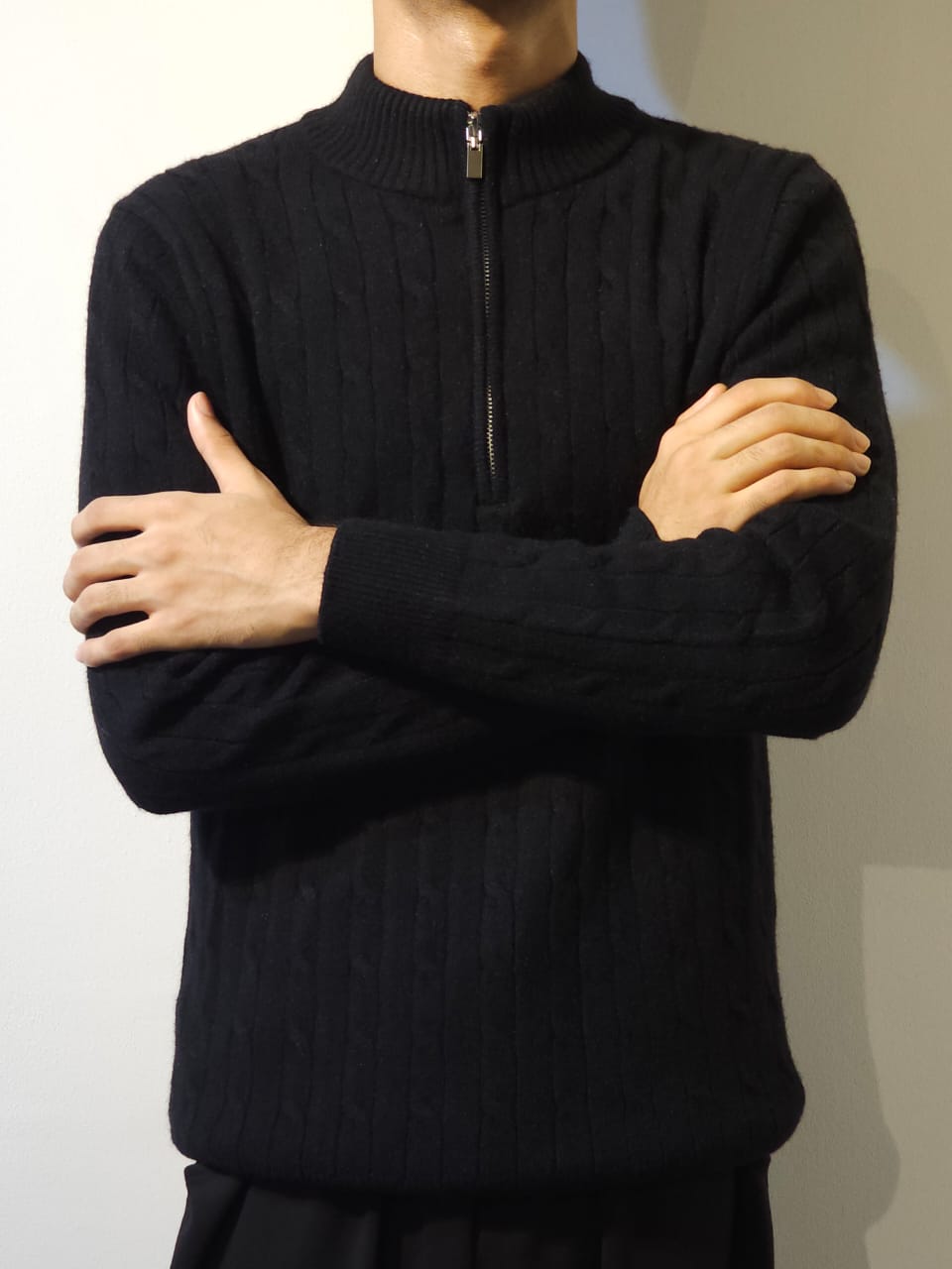 Men,s Classic Cable Knit Half-Zip Sweater