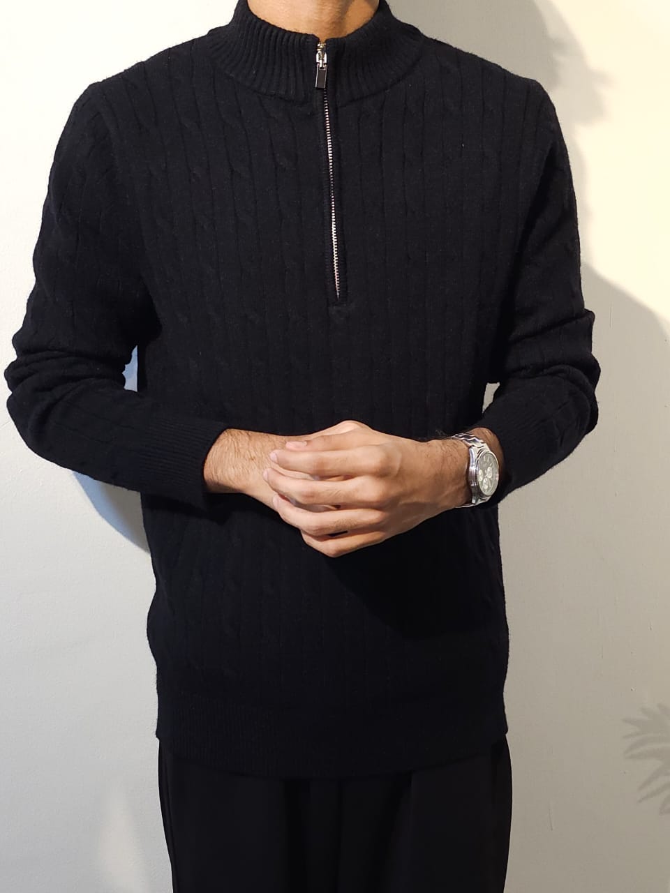 Men,s Classic Cable Knit Half-Zip Sweater