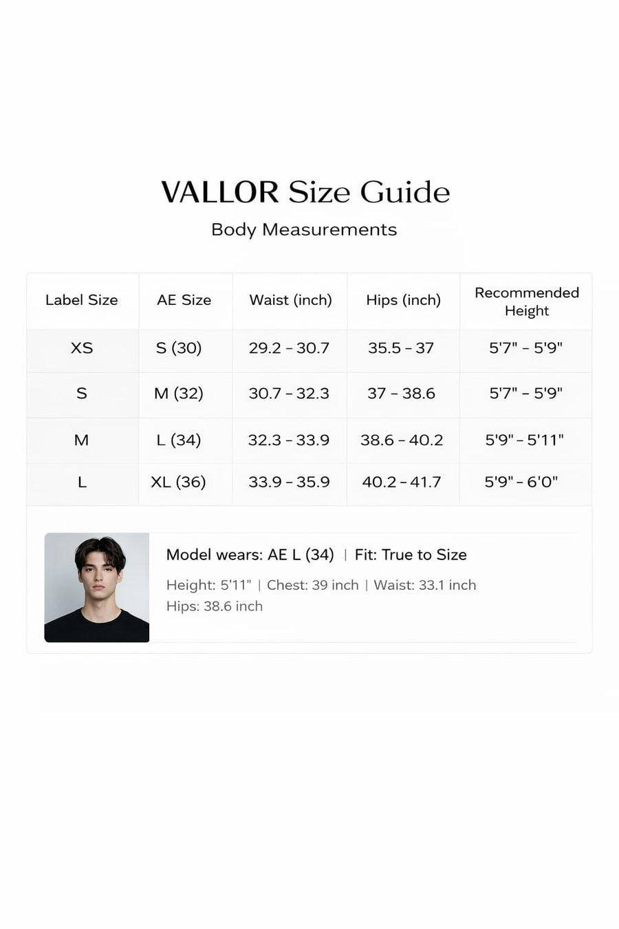 Men’s Light Blue Baggy Fit Jeans Size Chart