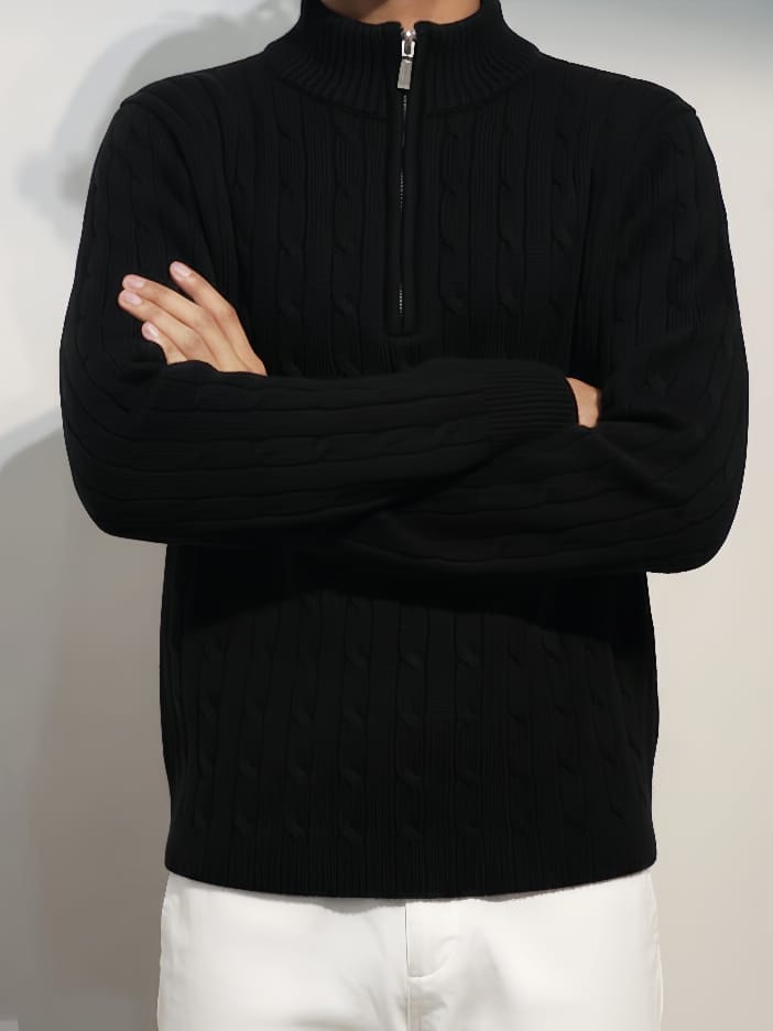 Men's Classic Cable Knit Half-Zip Sweater