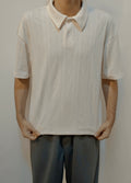 Men's Cream Textured Knit Polo