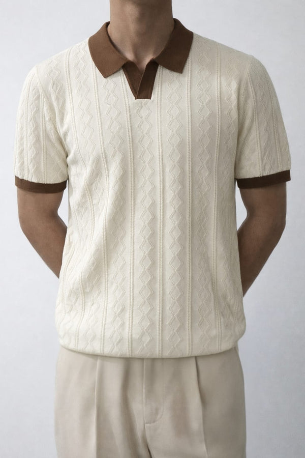 Men's Ribbed Knit Polo – Open Collar