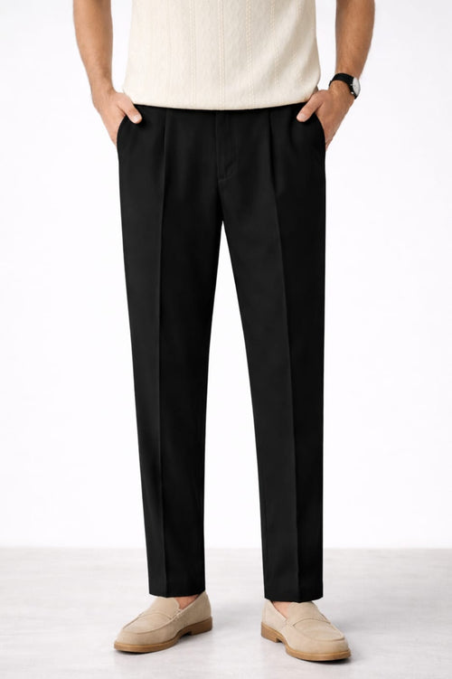 Men's Relaxed Fit Pleated Trousers – Classic Tailored Pants