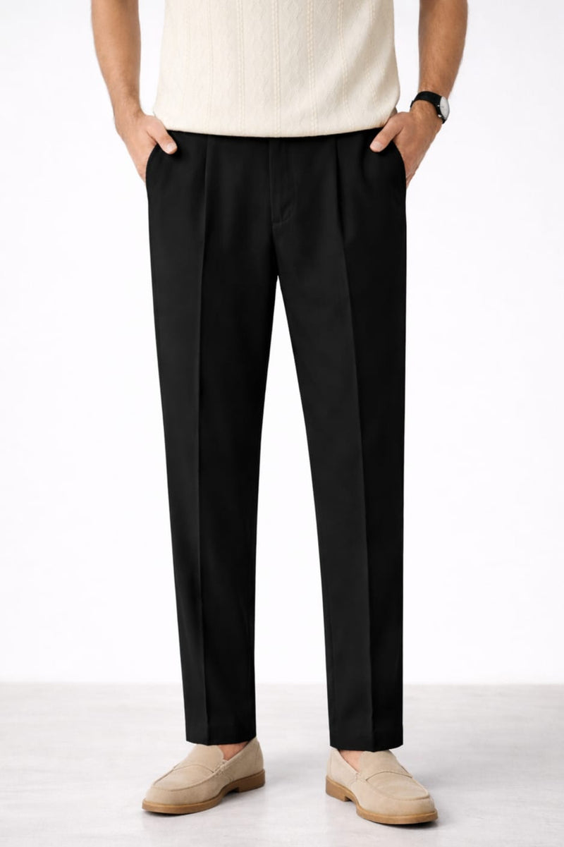 Men's Relaxed Fit Pleated Trousers – Classic Tailored Pants