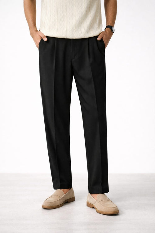 Men's Relaxed Fit Pleated Trousers – Classic Tailored Pants