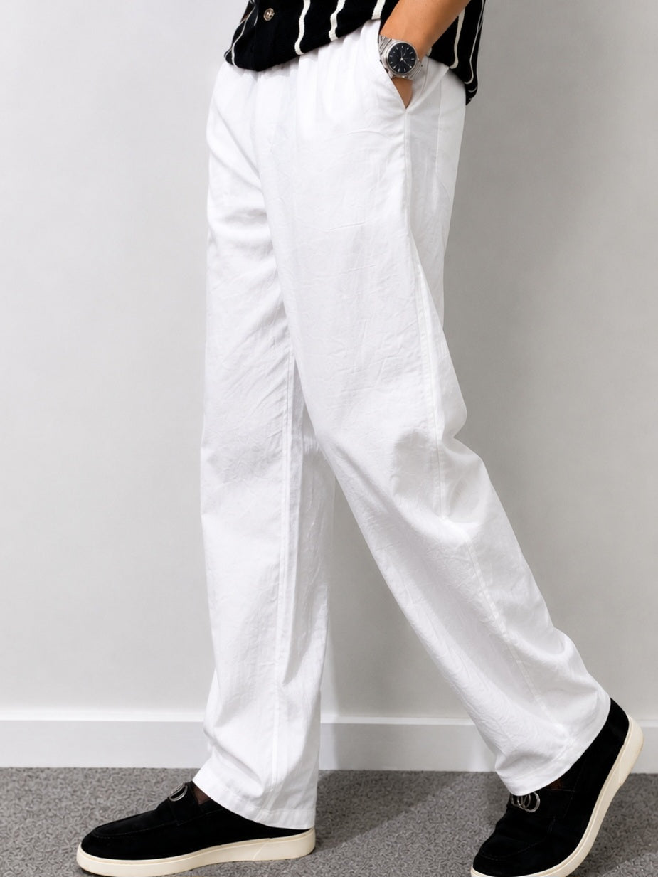 Men's Linen Relaxed Straight Trousers