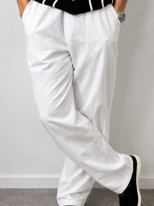 Men's Linen Relaxed Straight Trousers