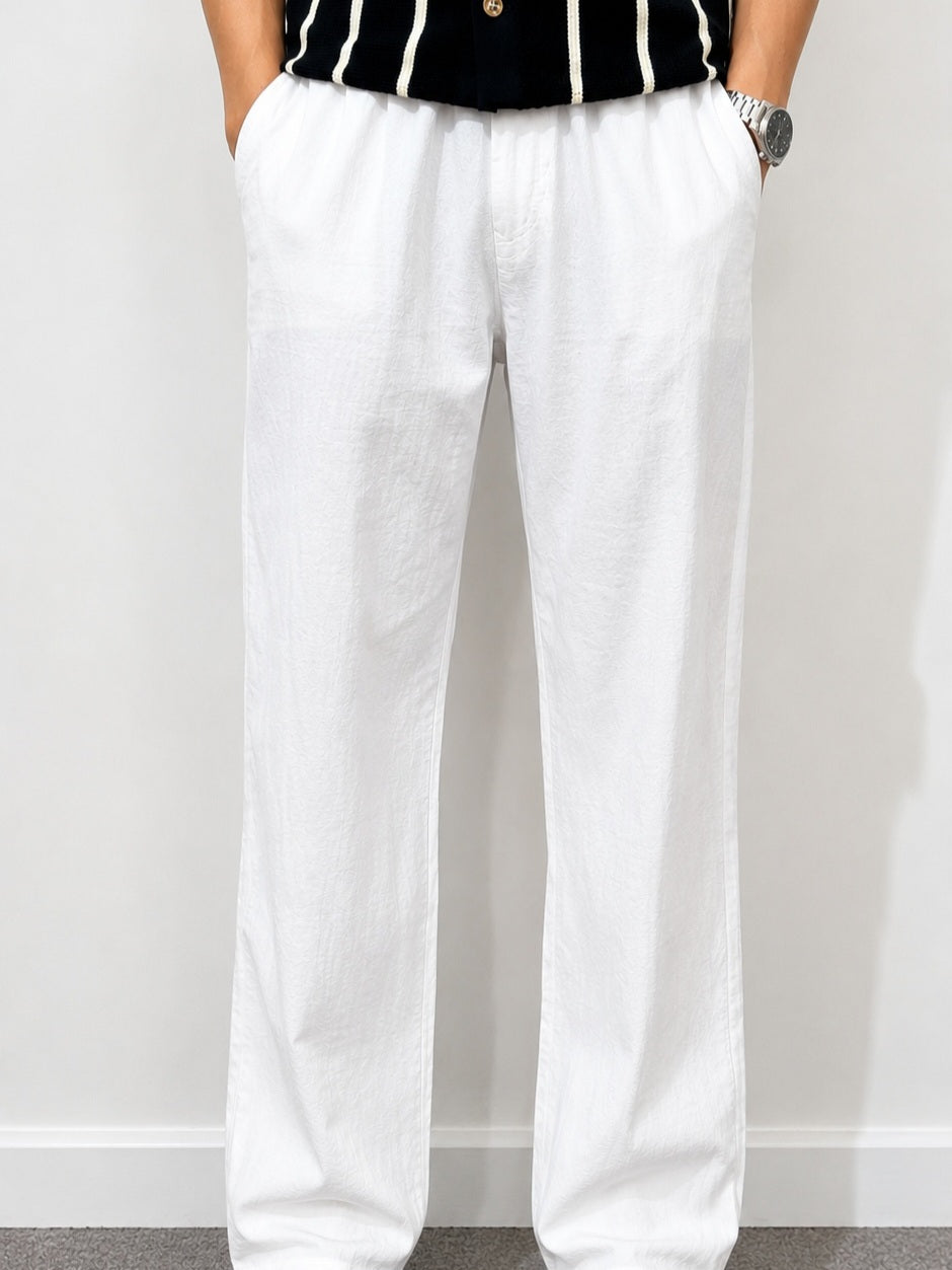 Men's Linen Relaxed Straight Trousers