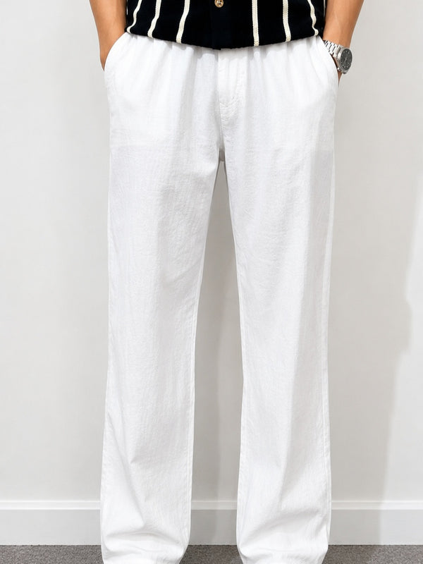 Men's Linen Relaxed Straight Trousers