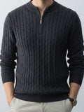 Men's Navy Cable Knit Mock Neck Sweater