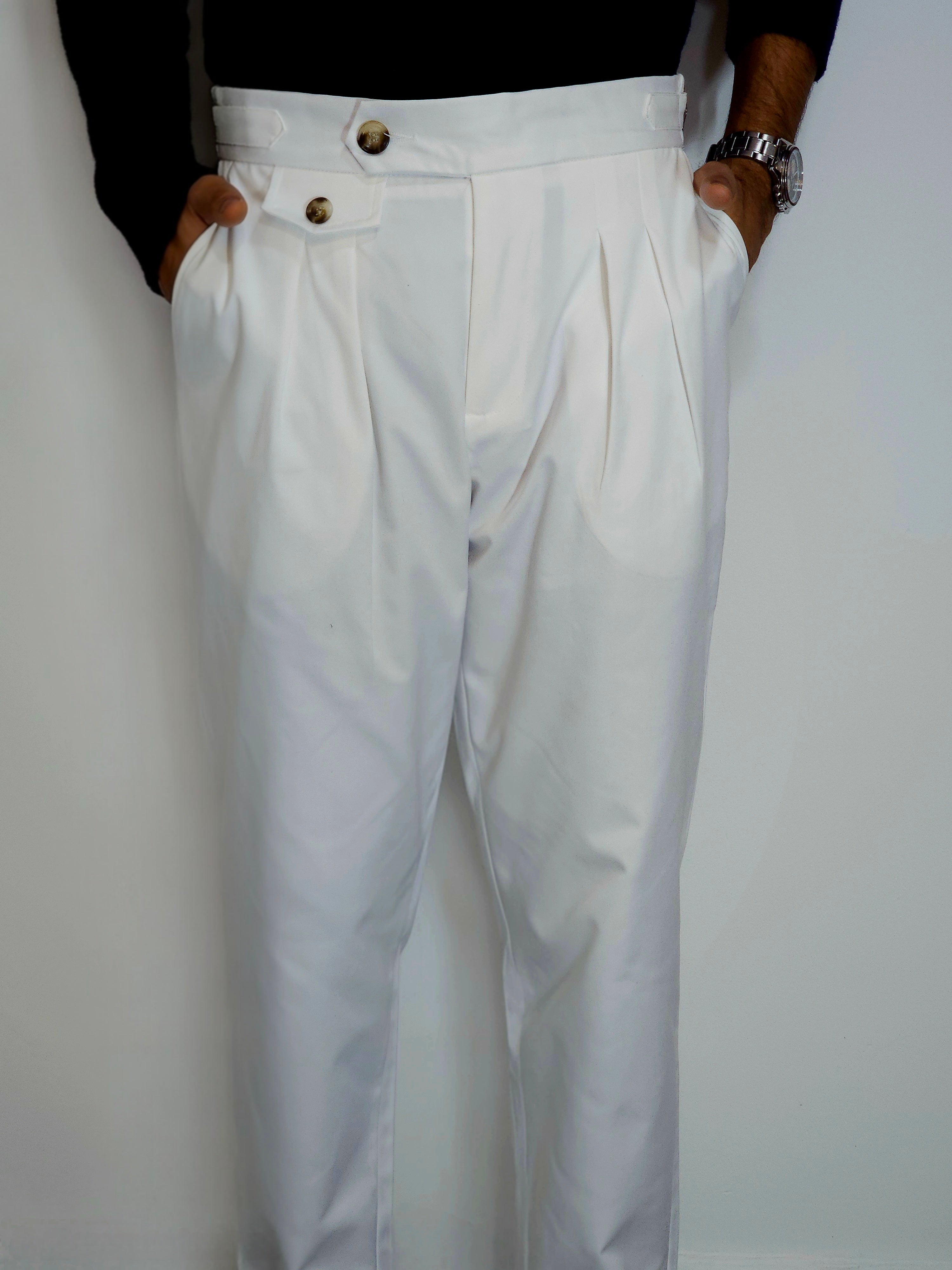 Premium High-Rise White  Gurkha Pants