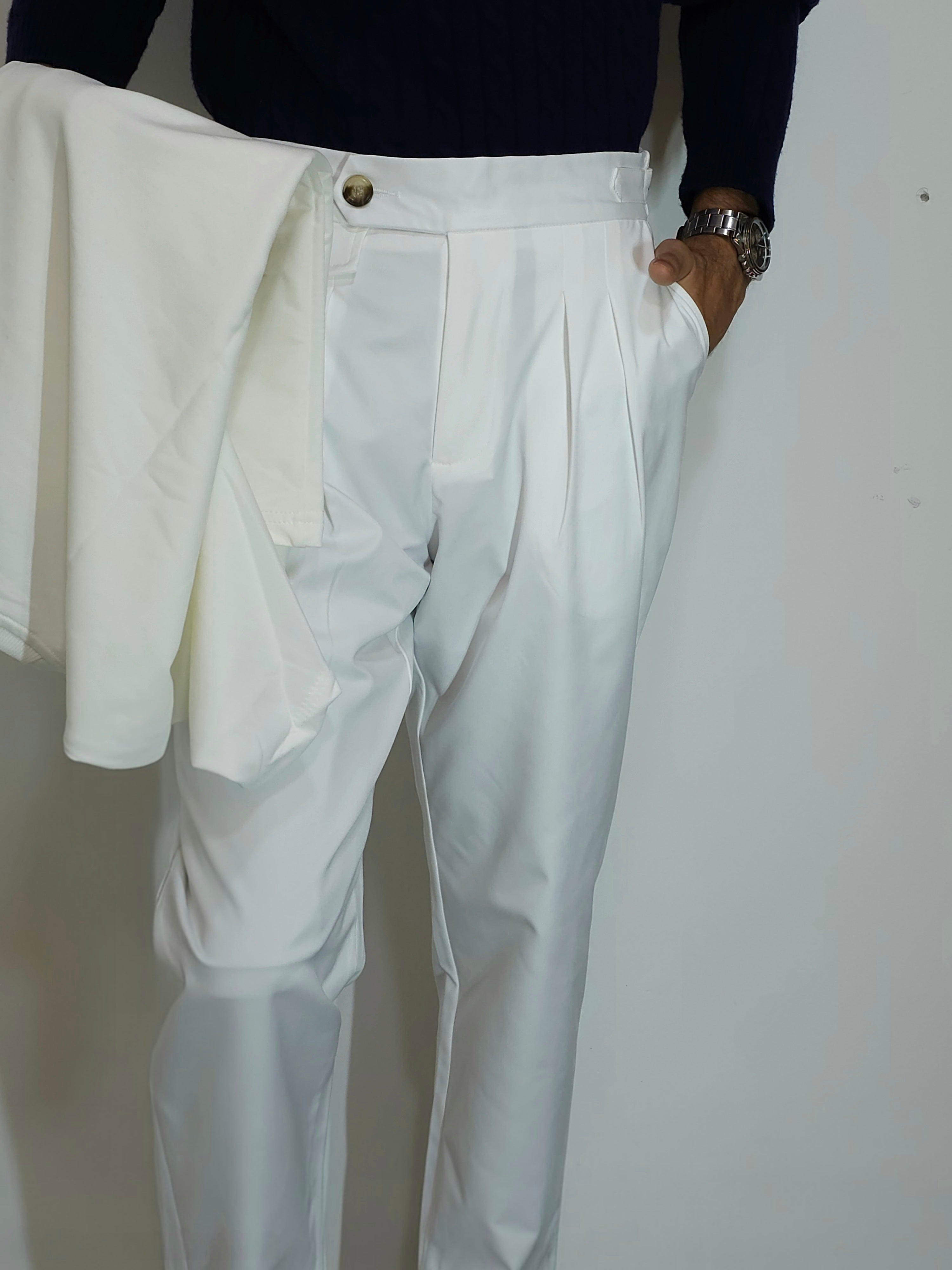 Premium High-Rise White  Gurkha Pants