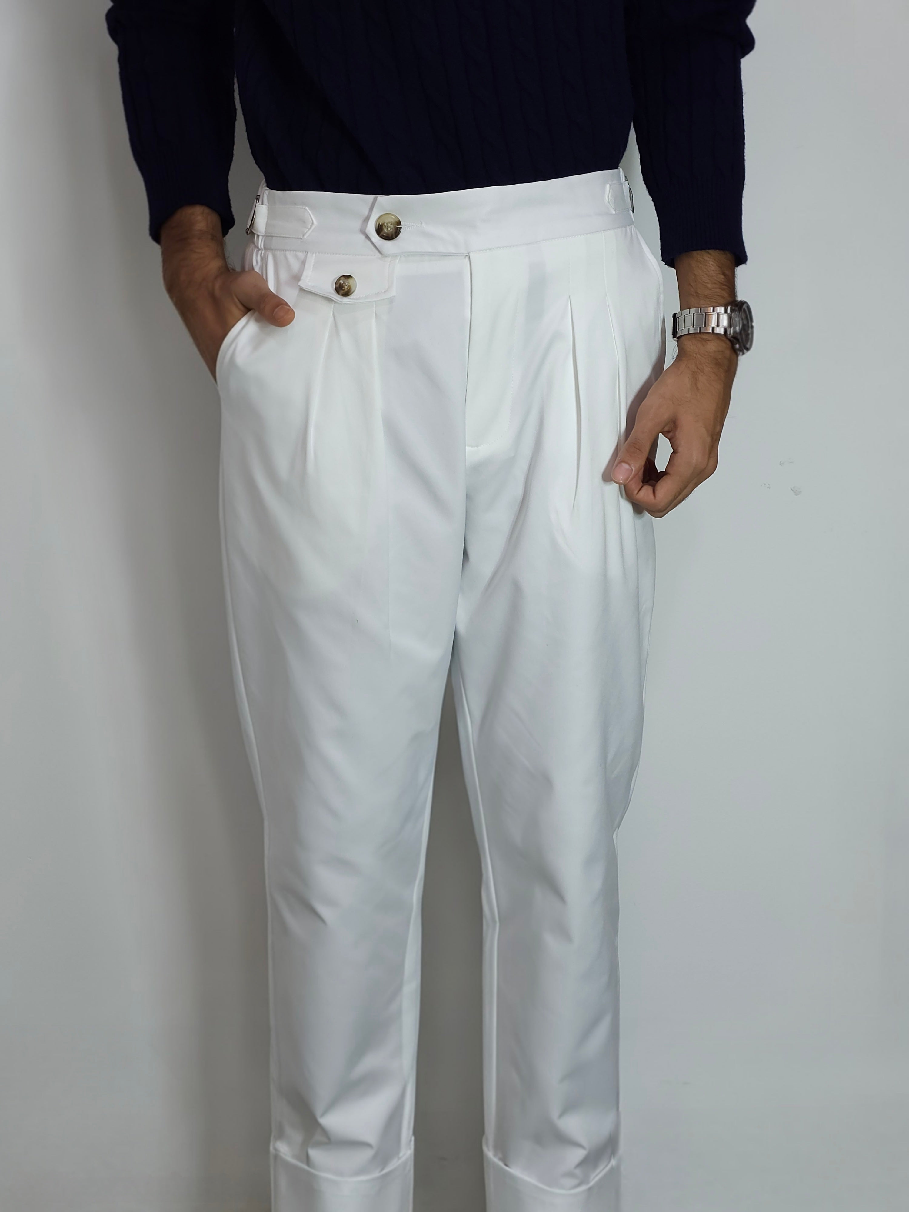 Premium High-Rise White  Gurkha Pants