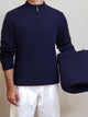 Men's Navy Cable Knit Mock Neck Sweater