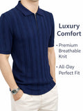 Men’s Signature Ribbed Knit Zip Polo – Tailored Fit