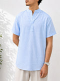 Men's Sky Blue Crinkle Stripe Shirt