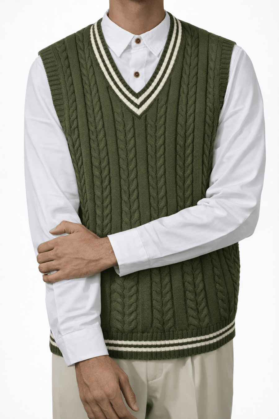Men’s Cable Knit V-Neck Vest