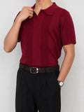 Burgundy Vintage Camp Collar Knit Polo