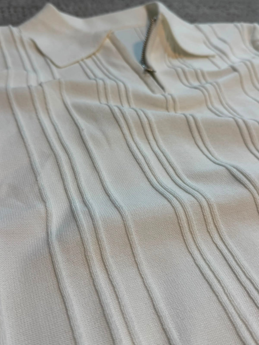Men’s Signature Ribbed Knit Zip Polo – Tailored Fit