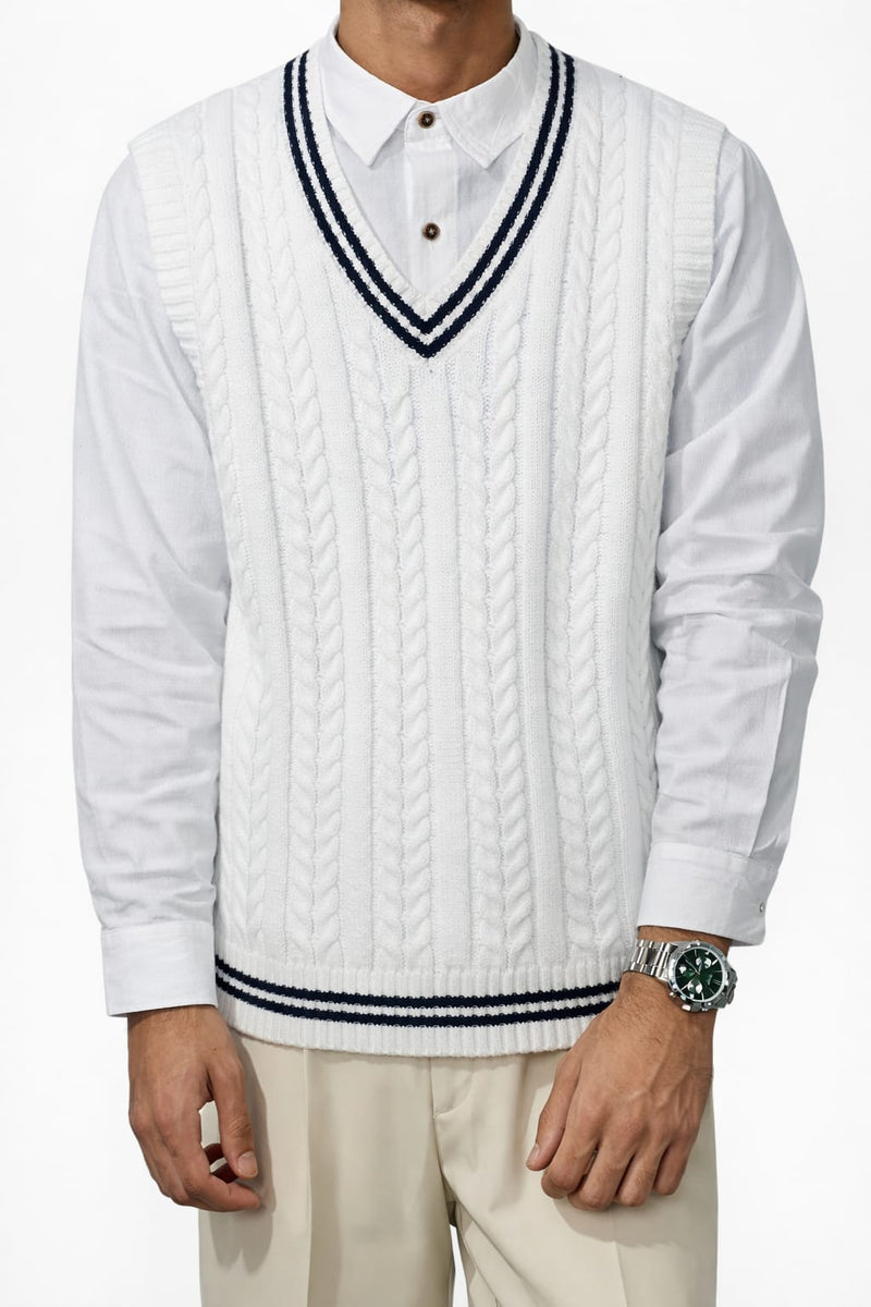 Men’s Cable Knit V-Neck Vest