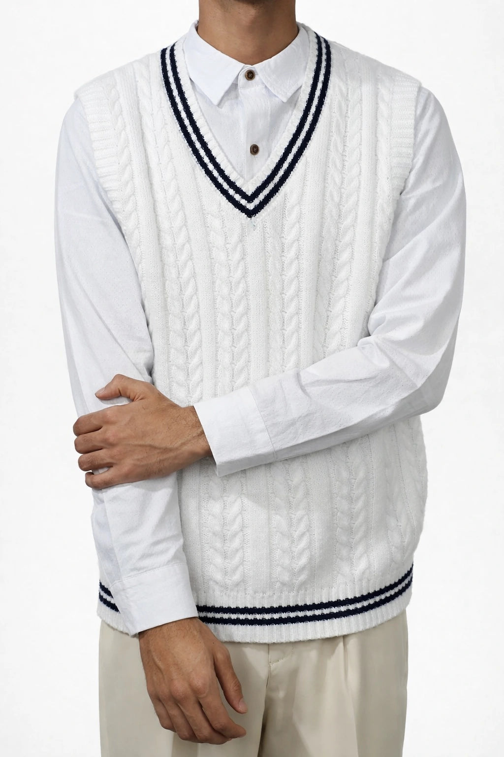Men’s Cable Knit V-Neck Vest