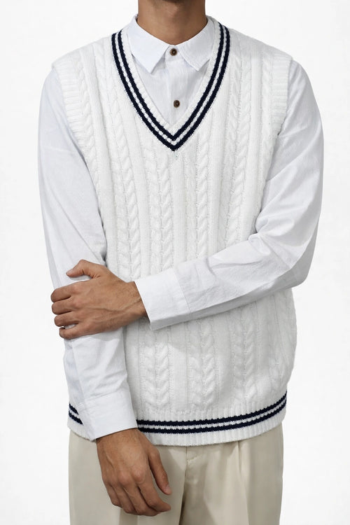 Men’s Cable Knit V-Neck Vest