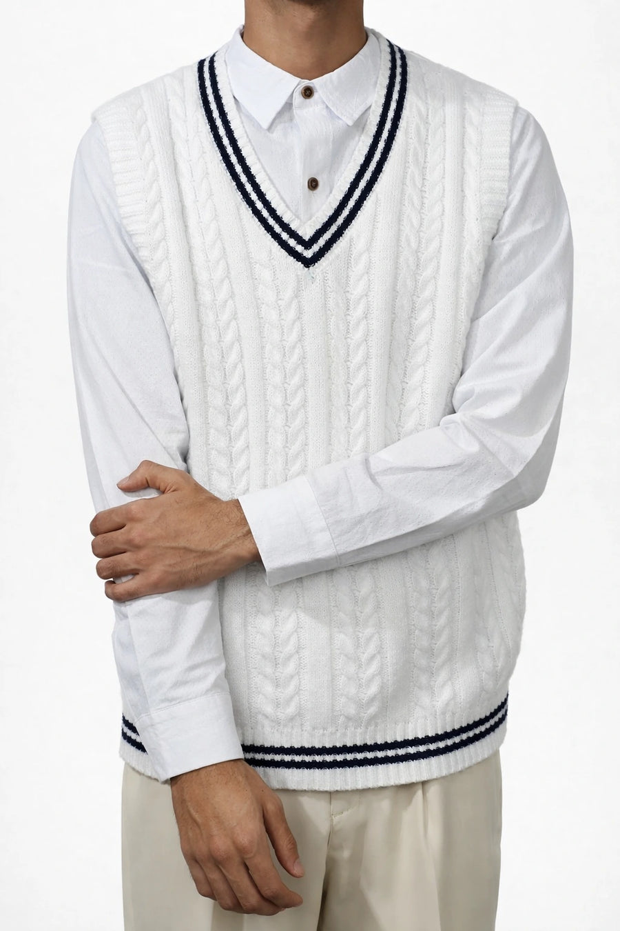 Men’s Cable Knit V-Neck Vest