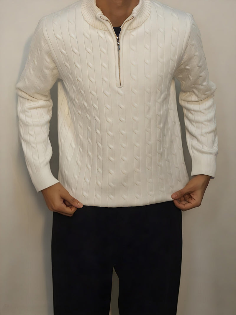 Men's Classic Cable Knit Half-Zip Sweater