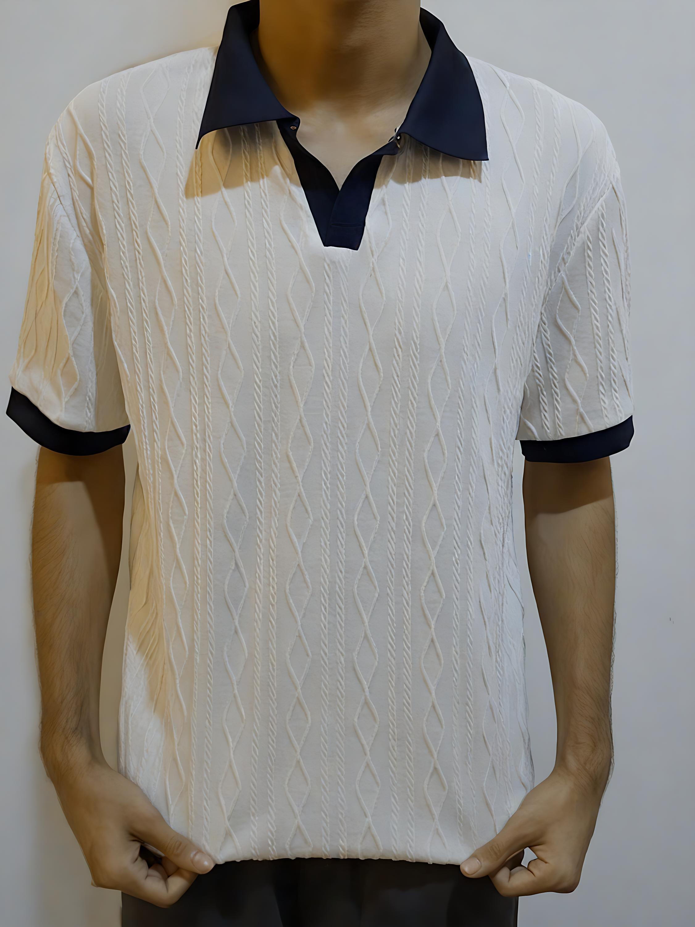 Men's Navy Blue Knitted Polo Shirt