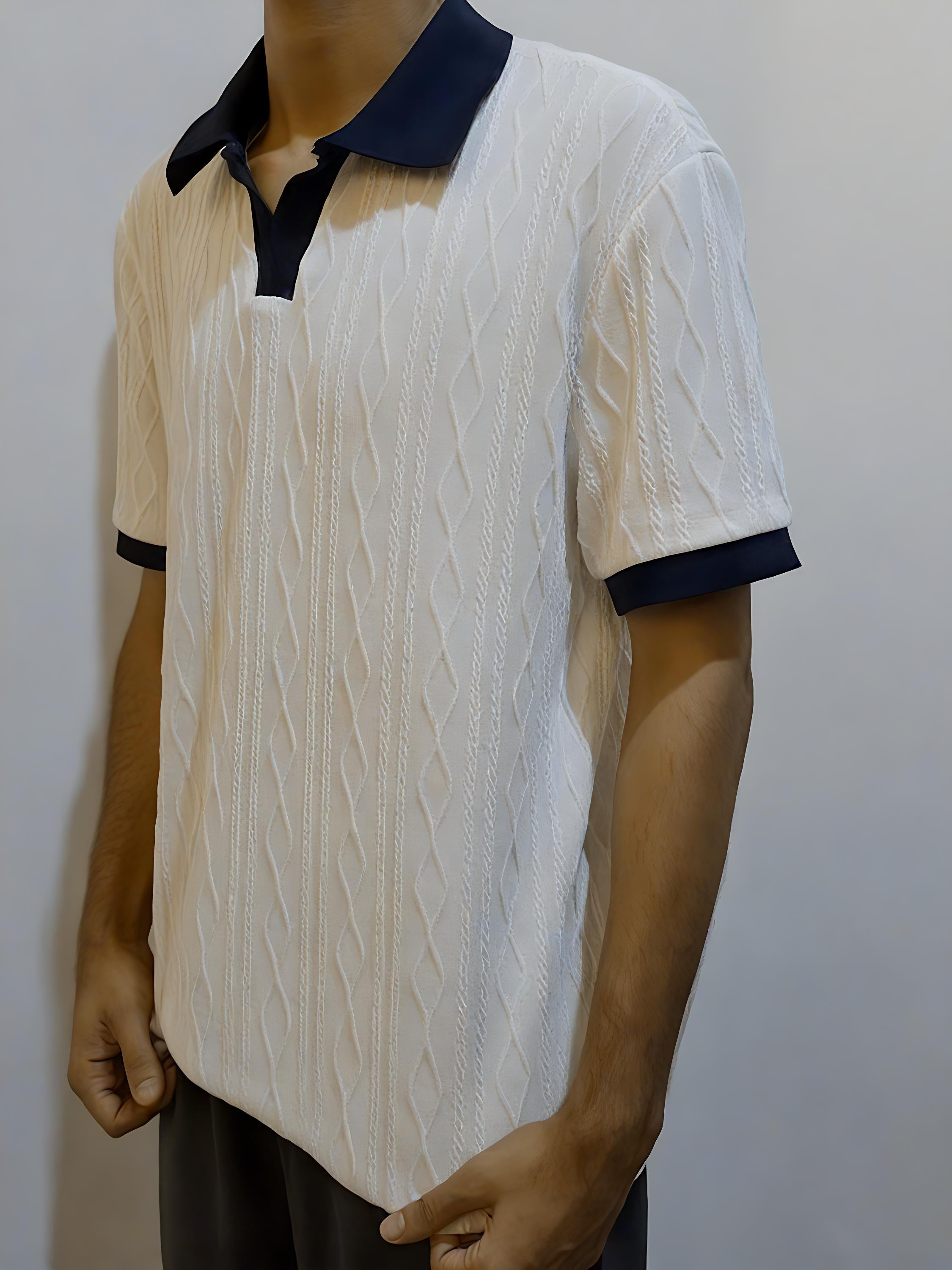 Men's Navy Blue Knitted Polo Shirt